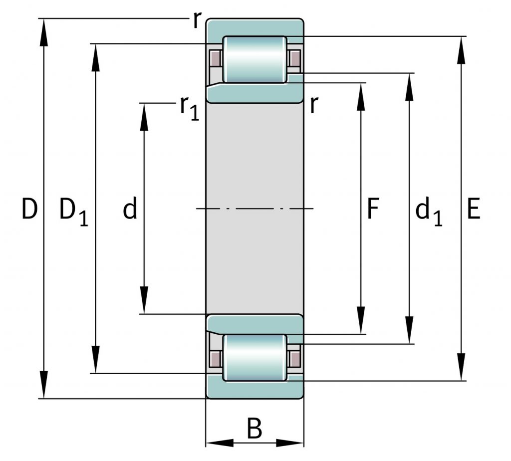 NTN NJ Series NJ206 e Cylindrical Roller bearing with Size Chart