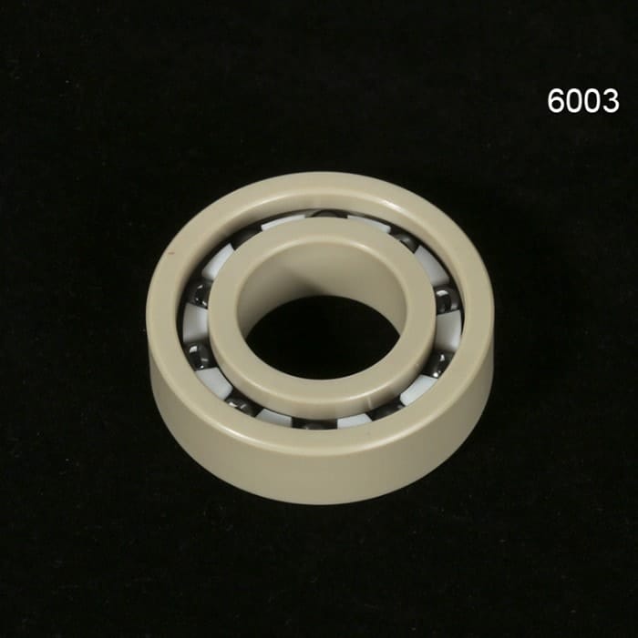 6003 Plastic PEEK 17x35x10mm PTFE cage Si3N4 Ceramic Ball Bearing