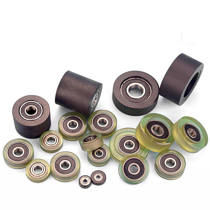 608 bearing rubber coated PU polyurethane soft mute guide roller rolling pulley flat wheel bearing