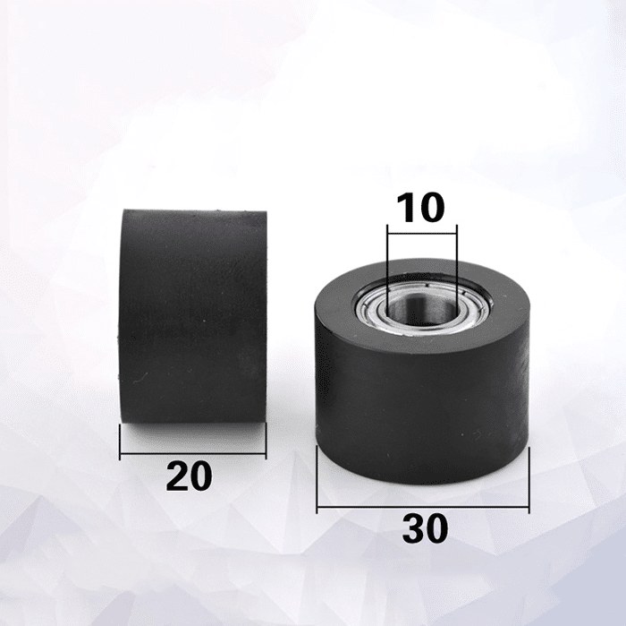 PU 10*30*30mm Slient Rubber coated wheel pulley guide wheel with double 6800 ball bearing