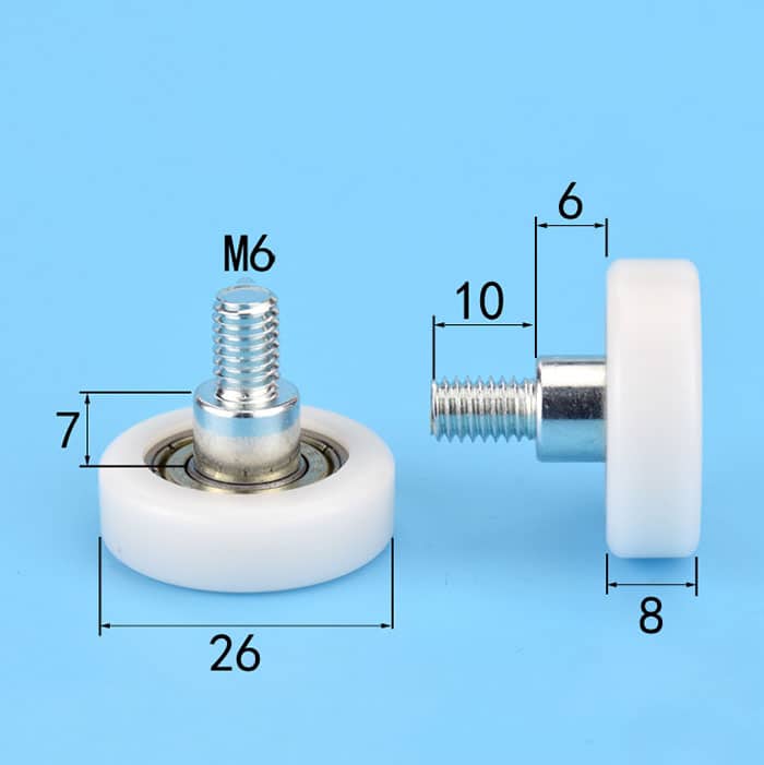 M6*26*8mm POM/Nylon Plastic coated flat wheel bearing 626Z 3D printer pulley bearings