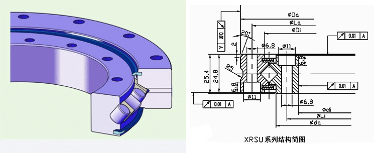 high quality THK brand XSU080318 cross roller bearing 280x355x25.4mm