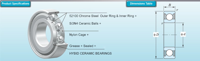 Hybrid Ceramic Si3N4 163110-2RS 16x31x10 mm Bicycle Ball 163110 Bearing