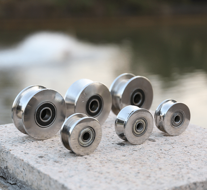 Stainless steel track wheels Bearing H type Bearing for Lifting sliding door fixed pulley/ Wire rope pulley