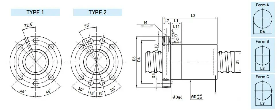 FSC series ball screw nut HIWIN 15-16K2 15-20K2 16-16K2 with C4 grade