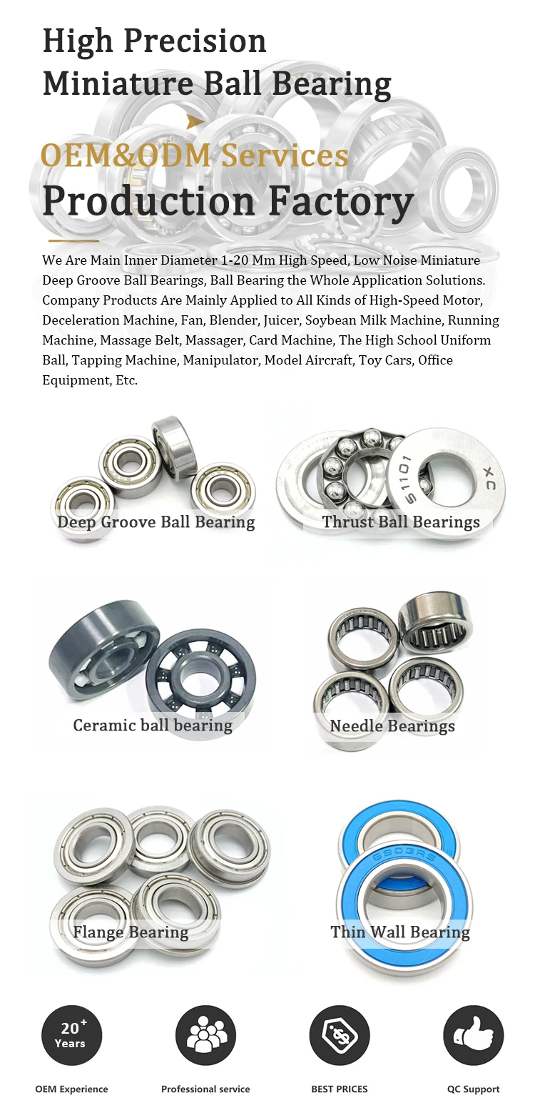 Waterproof High Quality 6900 Series 10*22*6 420 Stainless Steel ZZ S6900 Deep Groove Ball Bearings for Machine tools