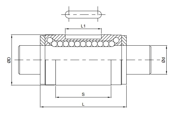 Cylindrical TBI ball spline with hollow shaft SLT25 SOT25 SOT010