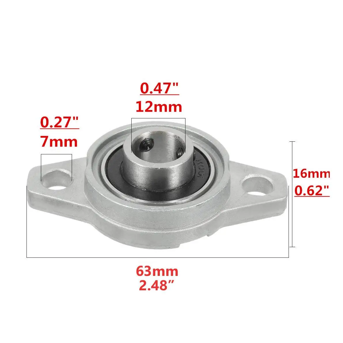 TFL Wholesale 3D Printer Parts Zinc Alloy 12mm 2 Bolts Mounted Flange Pillow Block Bearing KFL001