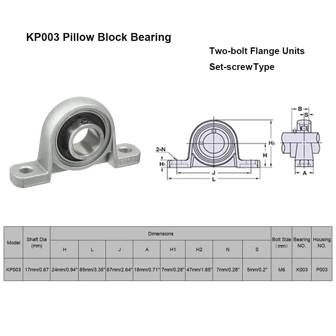 TFL Good Quality Zinc Alloy Bearing KP003 KP series 17mm Drive Shaft Bearing Holder