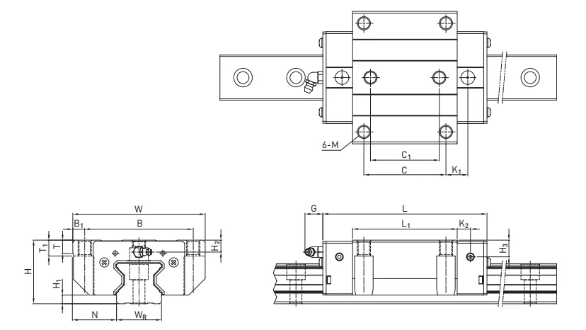 flange linear slider with high load TRH20 25 30 35 45 FE