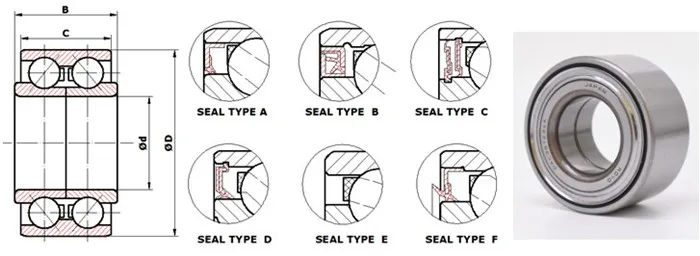 Front Wheel Bearings 517202J000 42X76X39mm Double Row Auto Ball Bearing