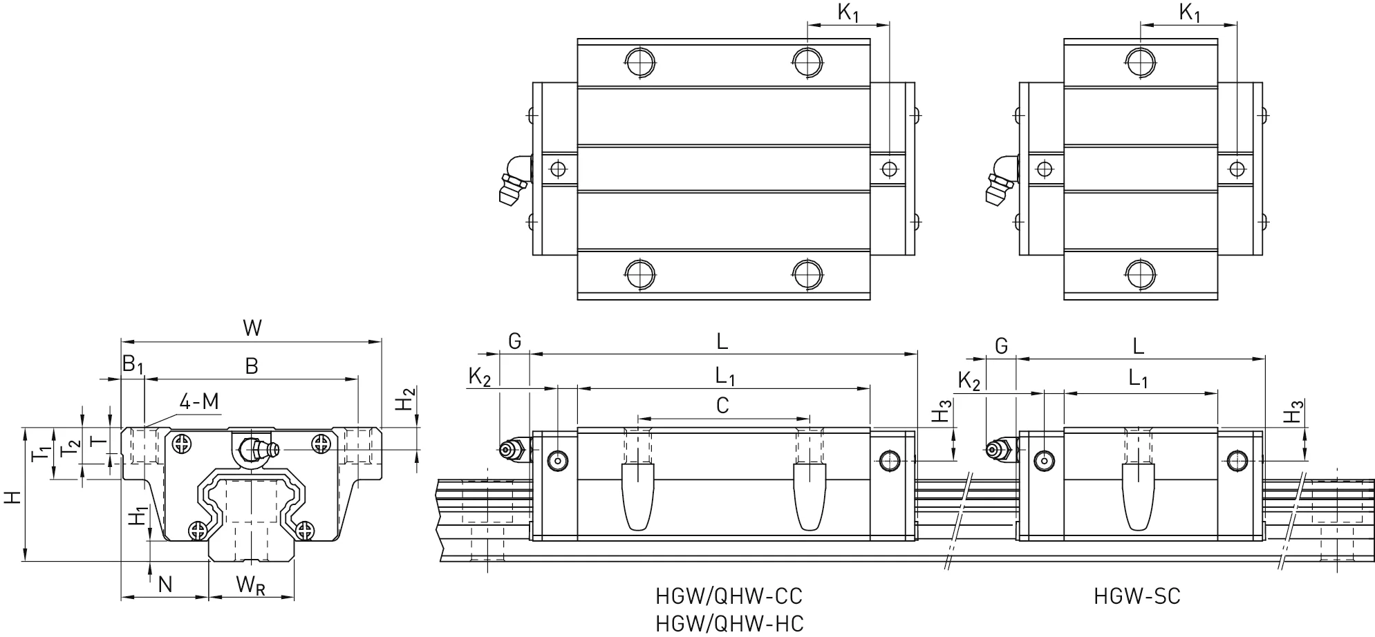 HIWIN High load linear blocks for medical Machine HGW25HC HGW55HC HGW65HC