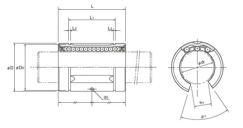 LM25 GA LM20GA LM8GA LM16GA OP Open Linear motion Ball Bearing