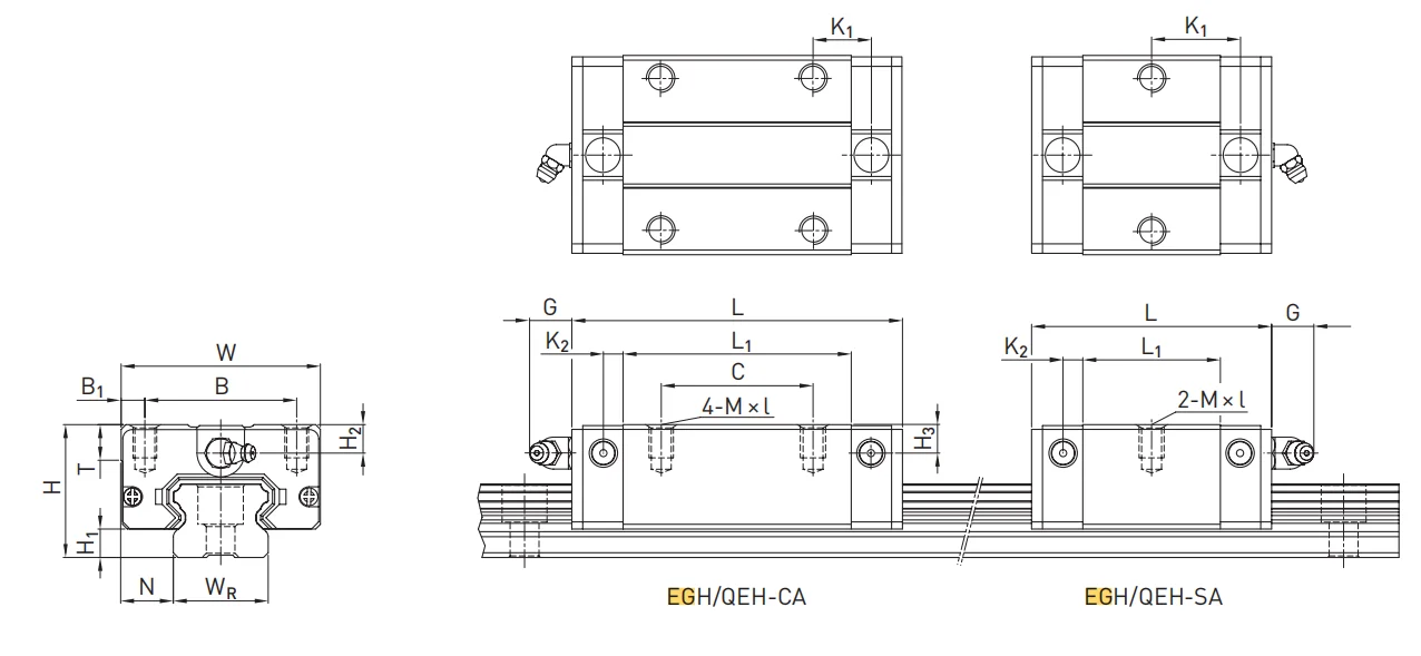 High load linear bearings HIWIN for CNC machine EGH20SA EGH35SA EGH15CA QGH35CA