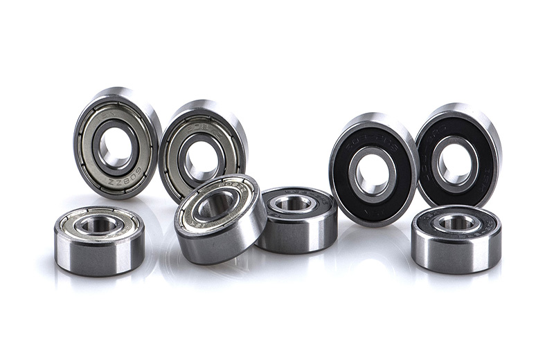 Detailed view of a miniature deep groove ball bearing showing internal components