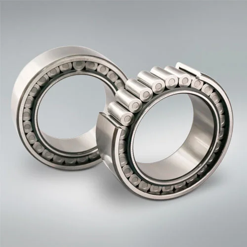 Close-up view of a full-complement cylindrical roller bearing