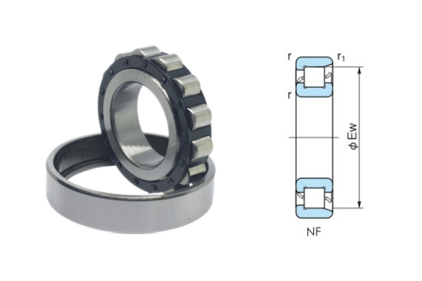 Nf type cylindrical roller bearing for heavy-duty applications.  