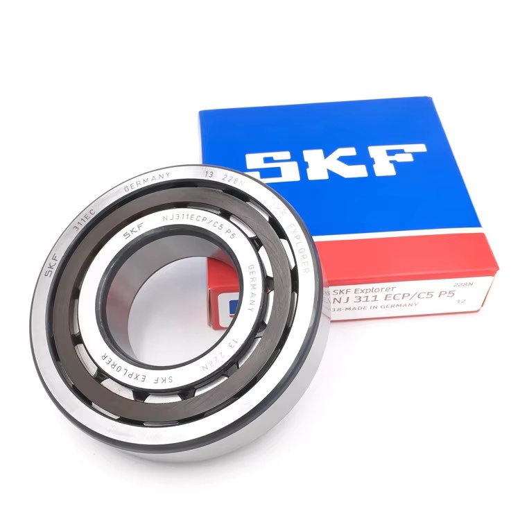 Close-up image of skf cylindrical roller bearings showcasing advanced design features such as the explorer series with enhanced load capacity.