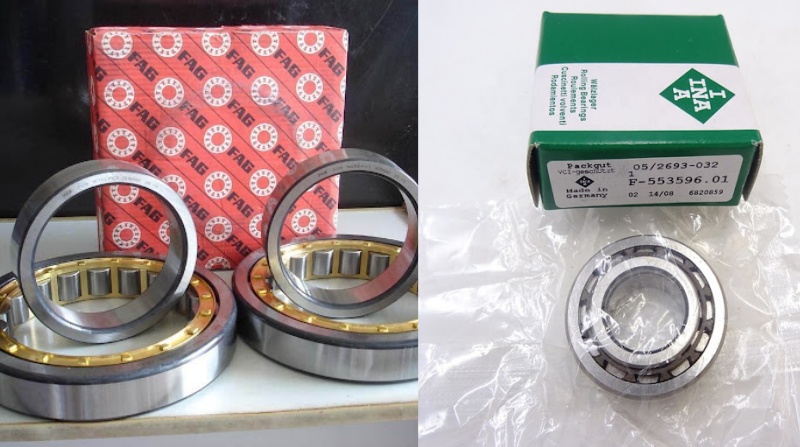 Image showing schaeffler’s ina and fag cylindrical roller bearings used in automotive, aerospace, and industrial machinery.