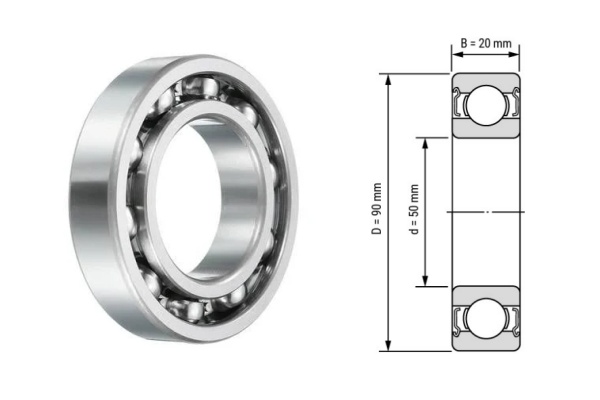 image shows a bearing mode number 6210
