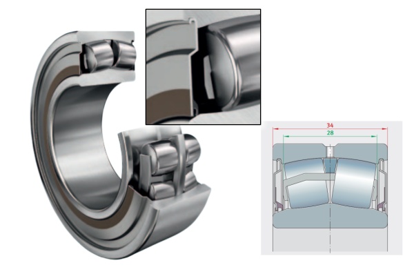 Sealed spherical roller bearing with integrated contact seals to prevent dust contamination in cement and mining industries.